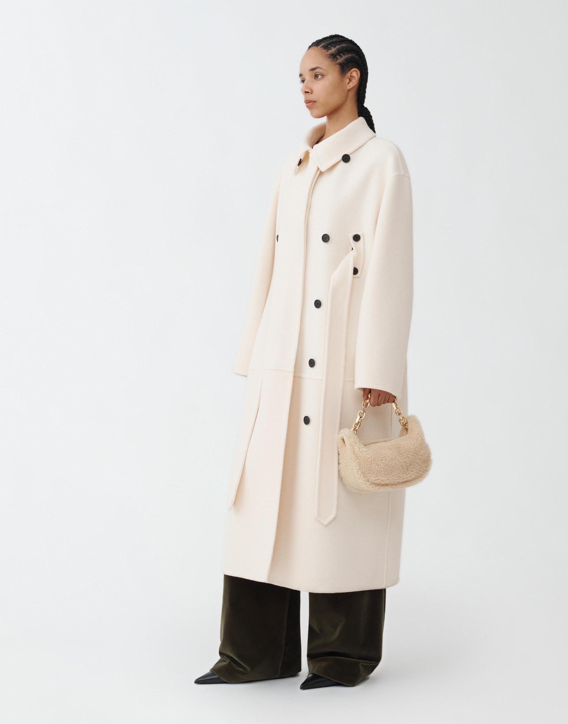 FABIANA FILIPPI Boiled Wool Coat In White Product Image