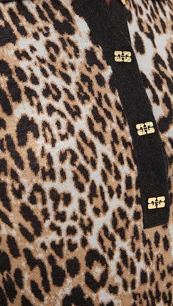 GANNI Fine Merino Jacquard Leopard Polo | Shopbop Product Image