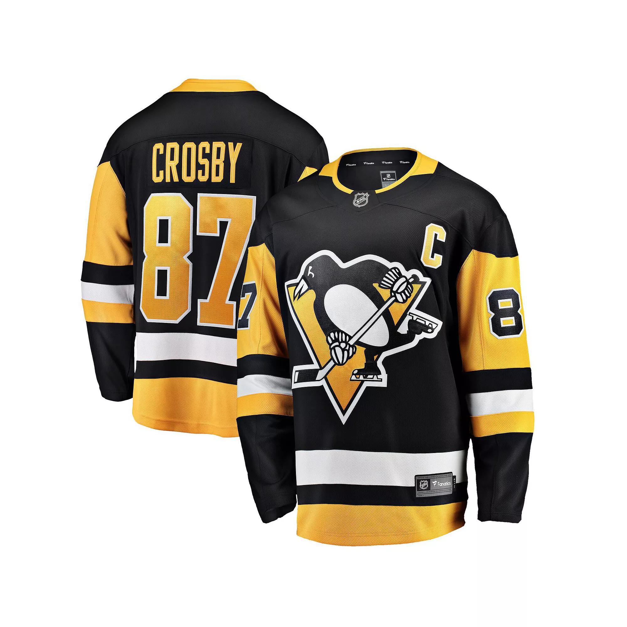 Men's Fanatics Branded Sidney Crosby Black Pittsburgh Penguins Captain Patch Home Breakaway Jersey, Size: 5XL Product Image