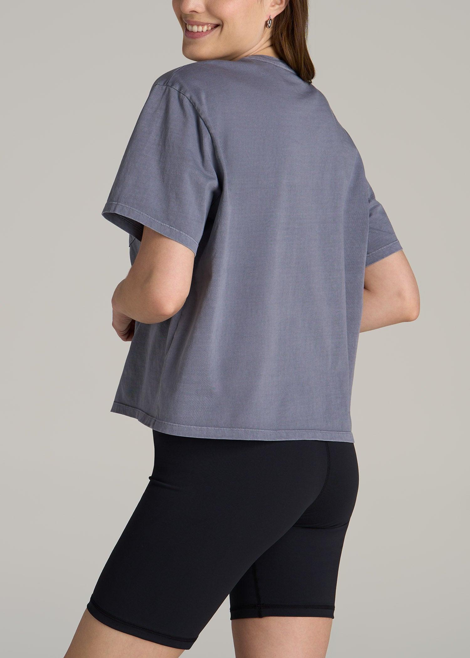 Boxy Short Sleeve T-Shirt for Tall Women in Skyline Grey Product Image