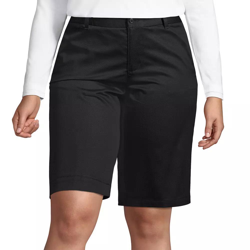 Plus Size Lands' End School Uniform Plain Front Blend Chino Shorts, Women's, Size: 22 W, Black Product Image