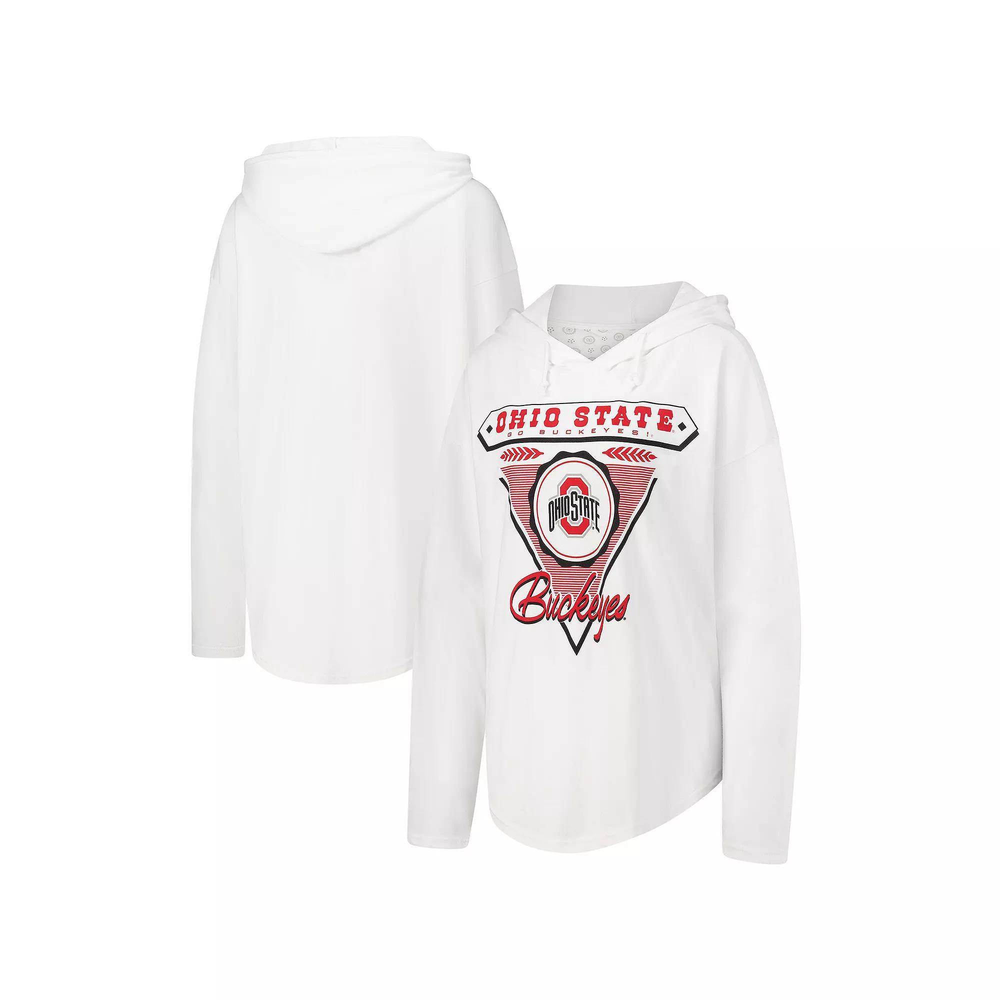 Women's Pressbox White Ohio State Buckeyes San Bruno Hoodie Long Sleeve T-Shirt, Size: Medium Product Image