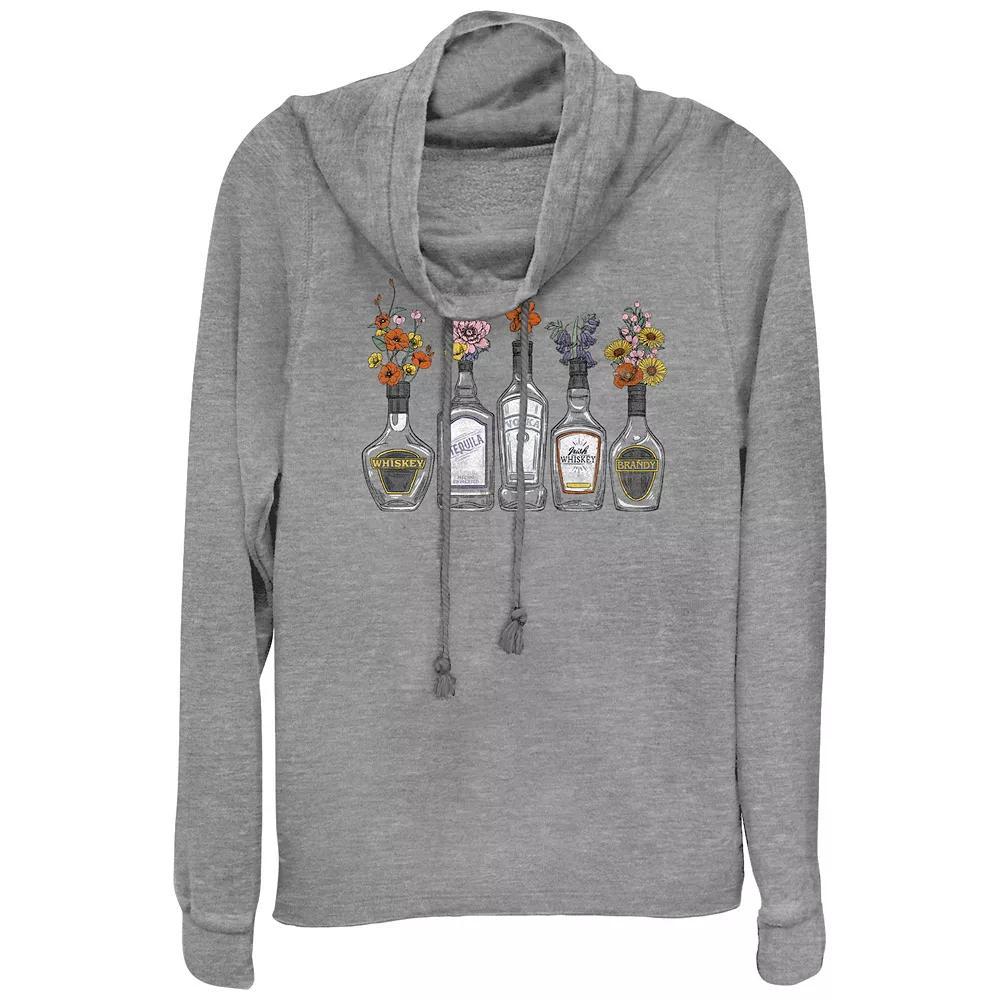 Women's Plus Cool Flower Vases Cowlneck Graphic Lightweight Long Sleeve, Size: 1XL, Gray Grey Product Image