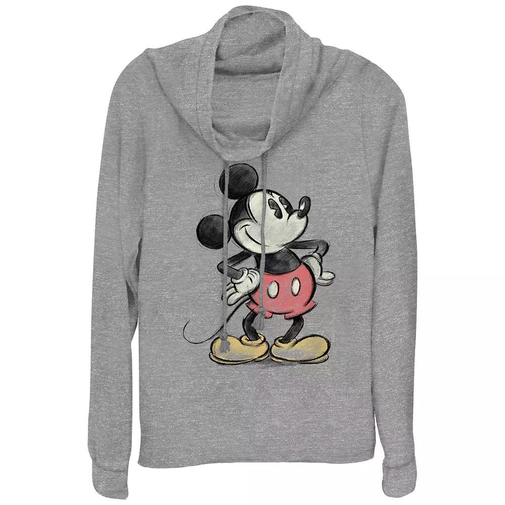 Disney's Mickey Mouse Color Sketch Plus Size Cowlneck Graphic Lightweight Long Sleeve, Women's, Size: 1XL, Gray Grey Product Image