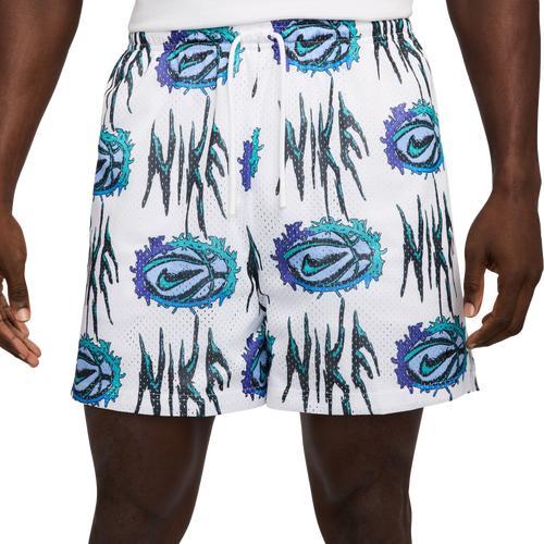 Nike Mens Practice Mesh 5 Dri-FIT Basketball Shorts in White/Black Product Image