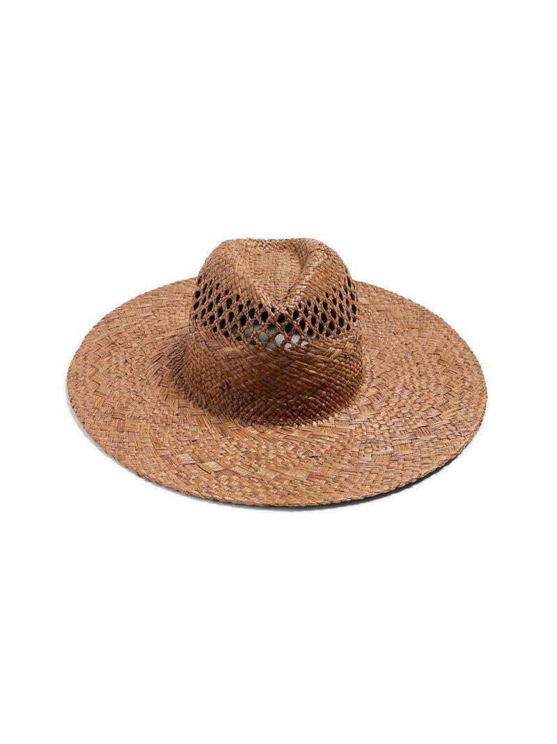 Raffia Mixed Stitch Fedora - Dark Brown Product Image