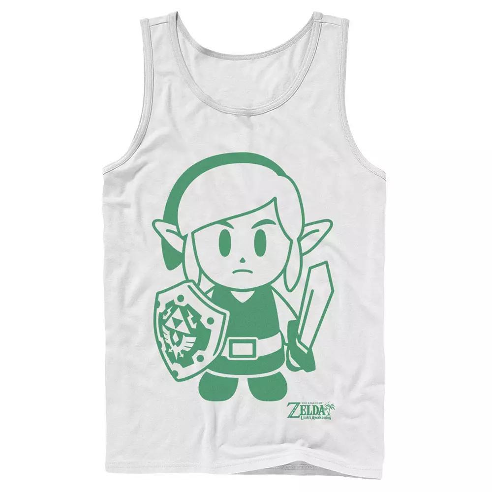 Men's Nintendo Legend Of Zelda Links Awakening Link Green Outline Portrait Tank Top, Size: Large, White Product Image