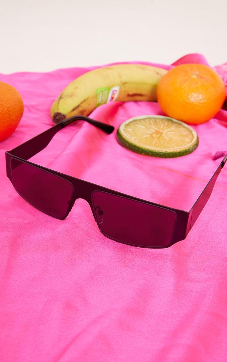 Black Matte Metal Frame Slim Visor Sunglasses Product Image