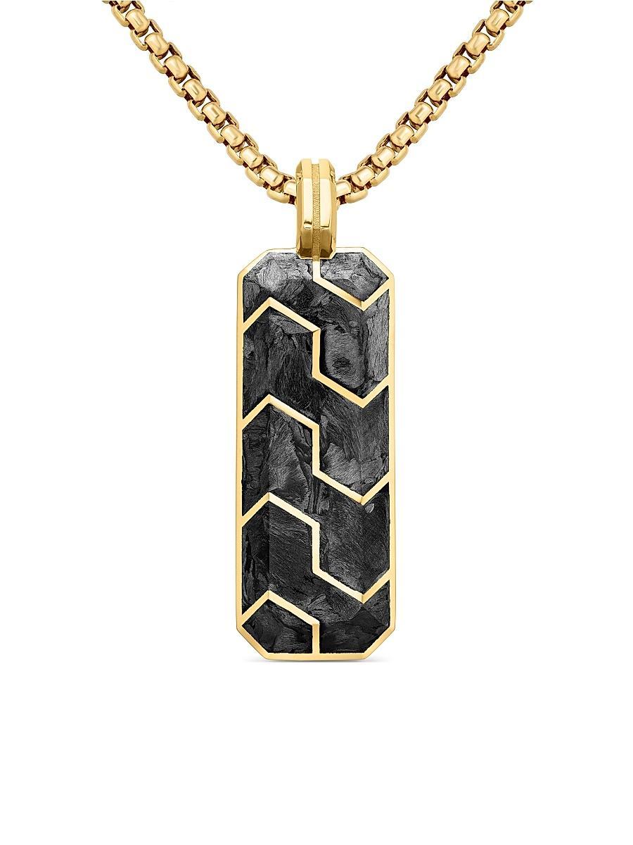 Mens Forged Carbon Ingot Tag in 18K Yellow Gold Product Image