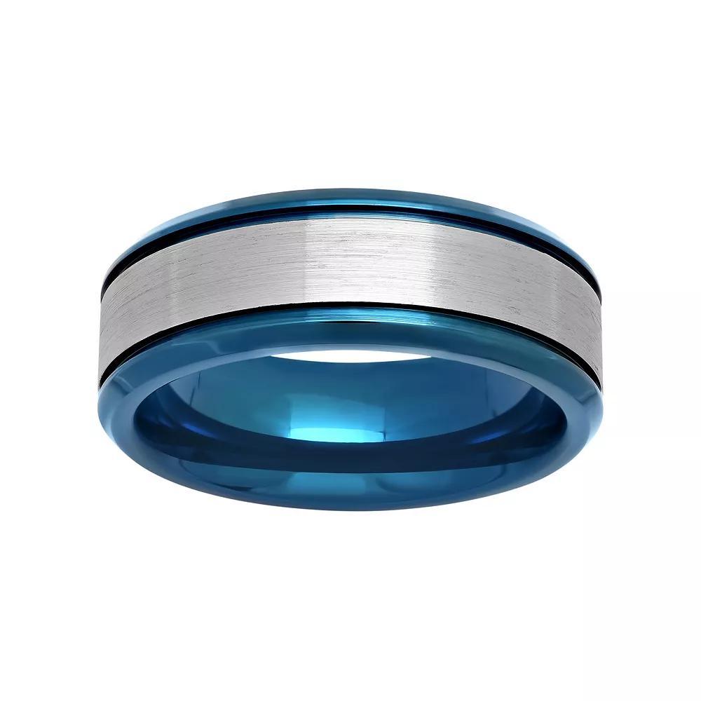 Men's Two Tone Stainless Steel Wedding Band, Size: 11.50, Blue Product Image