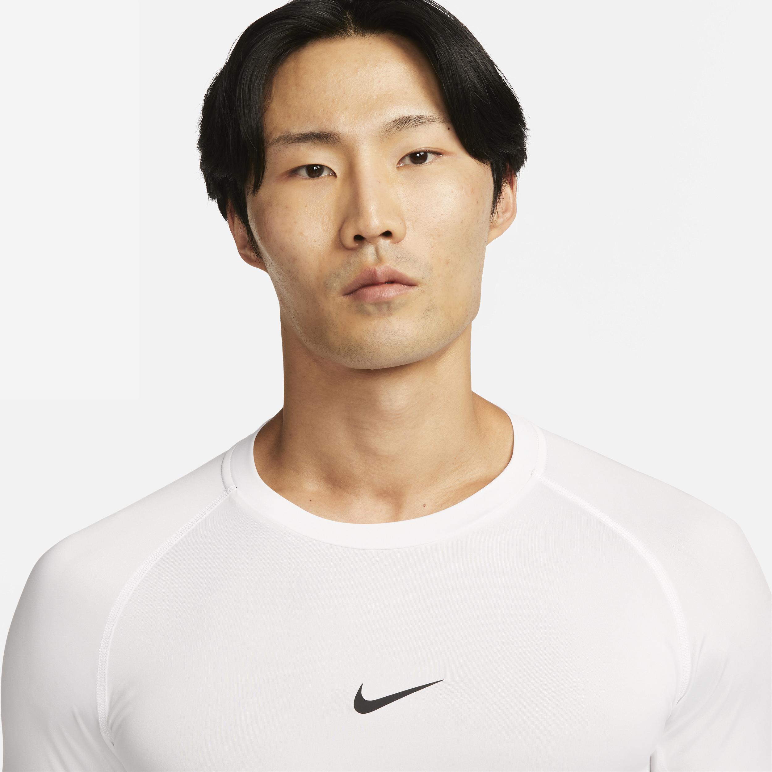 Nike Men's Pro Dri-FIT Tight Short-Sleeve Fitness Top in White/White Size XL Polyester/Spandex/Knit Product Image