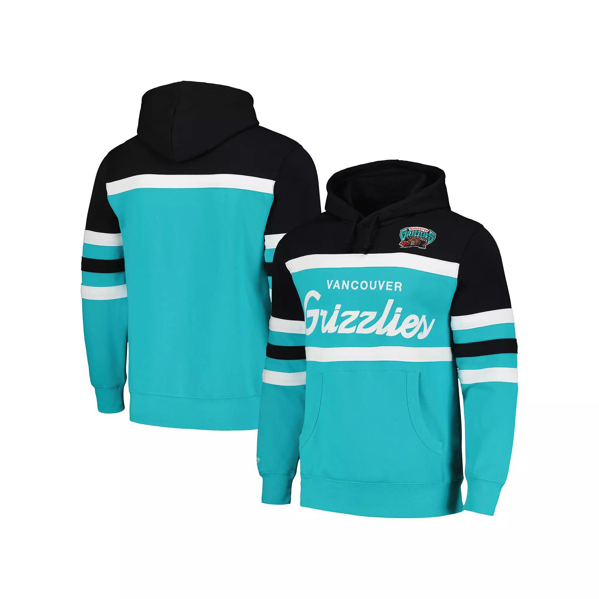 Men's Mitchell & Ness Turquoise/Black Vancouver Grizzlies Head Coach Pullover Hoodie, Size: XL, Nba Turquoise A Product Image