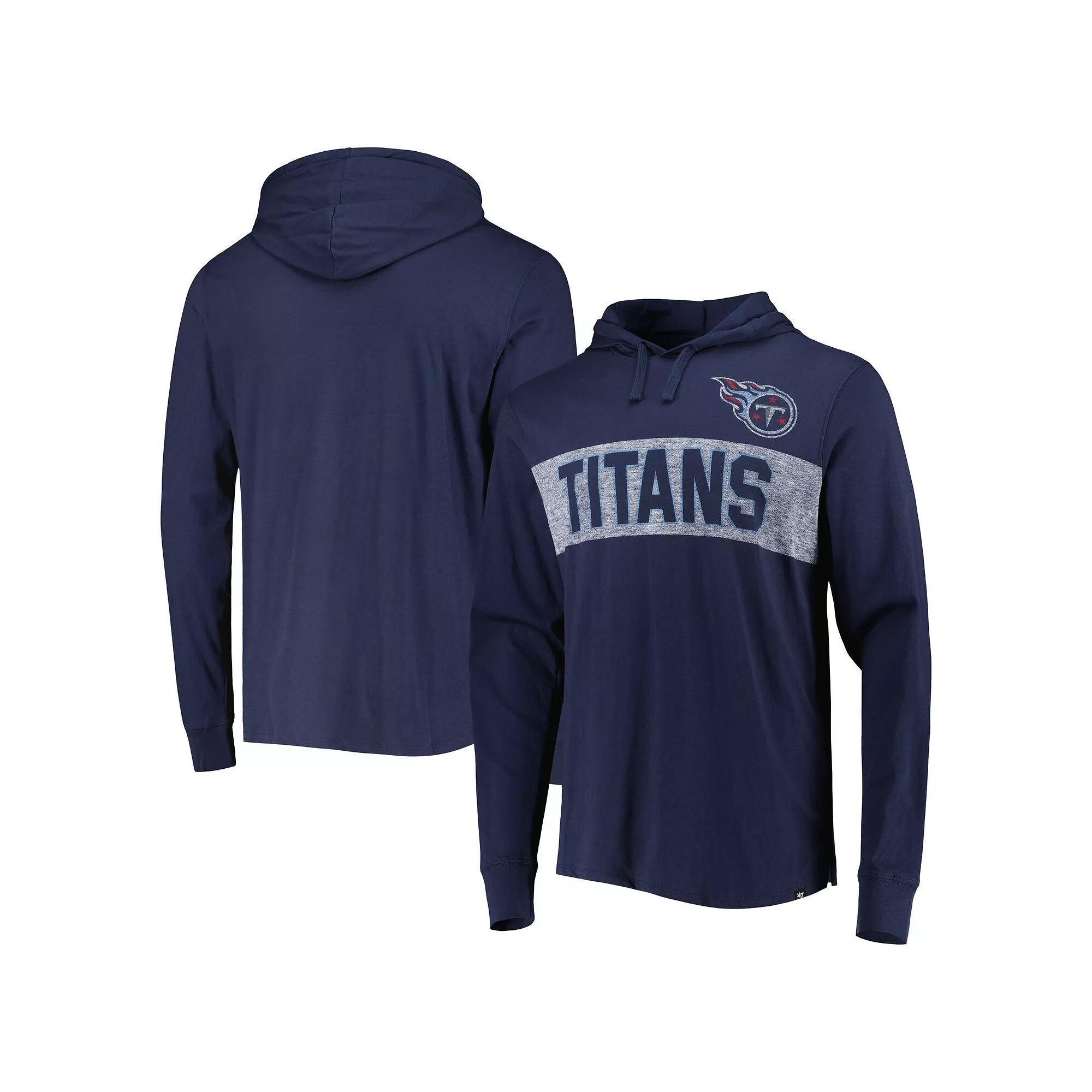 Men's '47 Navy Tennessee Titans Field Franklin Hooded Long Sleeve T-Shirt, Size: Large, Blue Product Image