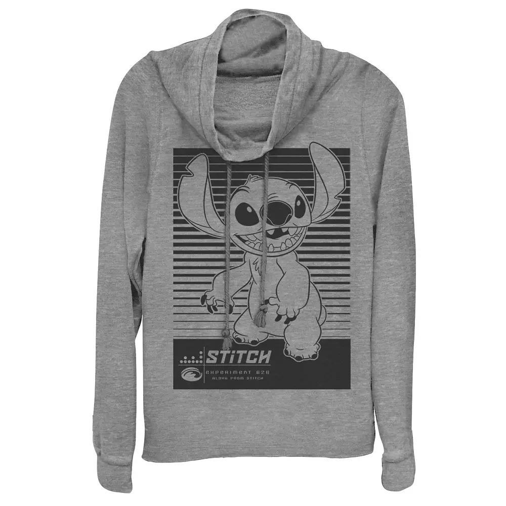 Disney's Lilo & Stitch Juniors' Experiment 626 Poster Graphic Cowlneck Graphic Lightweight Long Sleeve, Girl's, Size: 4XL, Gray Grey Product Image