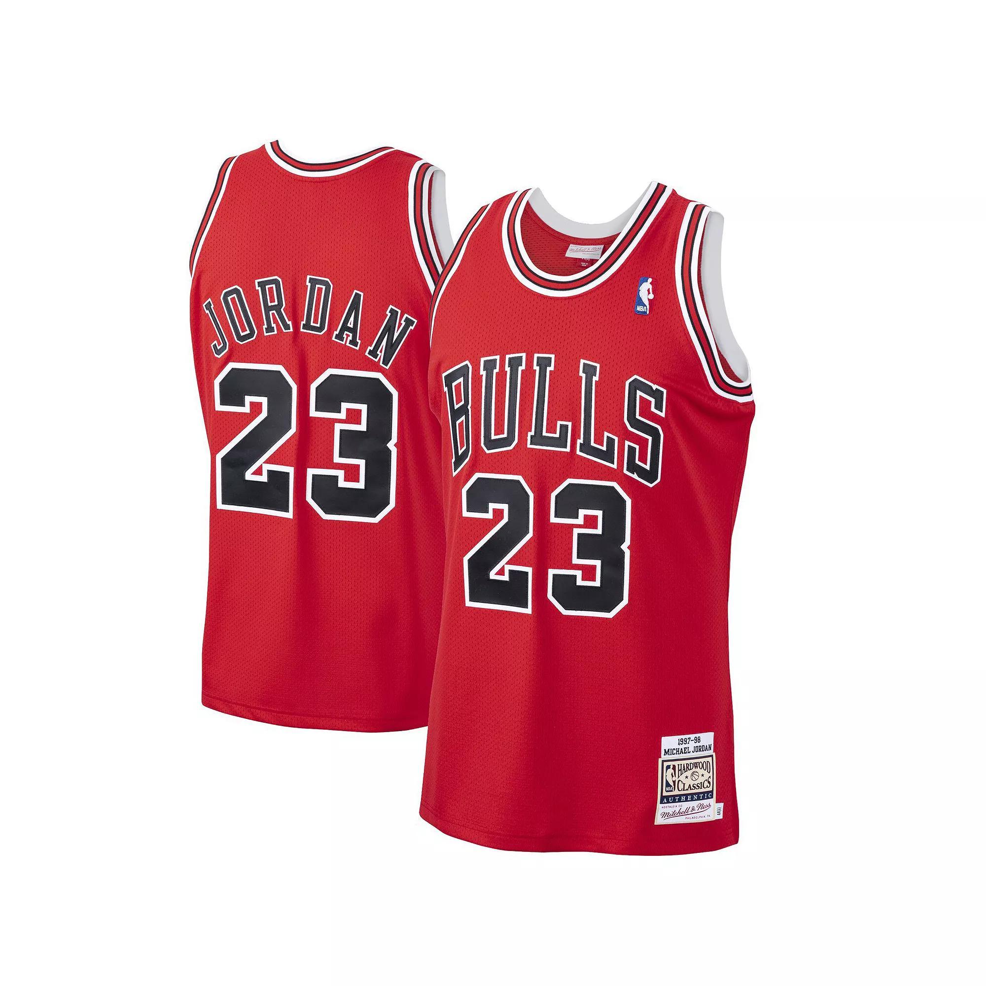 Men's Mitchell & Ness Michael Jordan Red Chicago Bulls 1997-98 Hardwood Classics Authentic Player Jersey, Size: 4XL Product Image