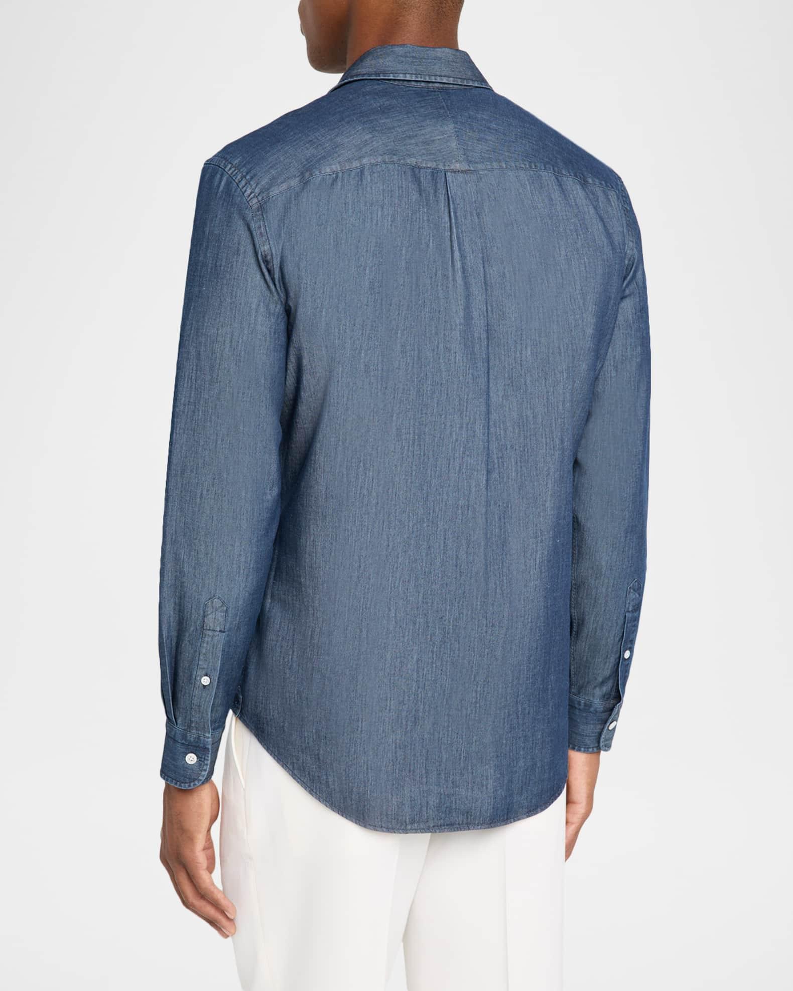 Men's Silk-Cotton Chambray Long-Sleeve Shirt Product Image
