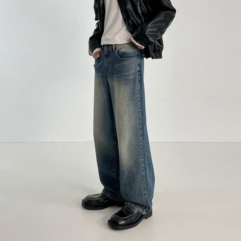 RT No. 6510 WASHED BLUE DENIM WIDE STRAIGHT JEANS Product Image