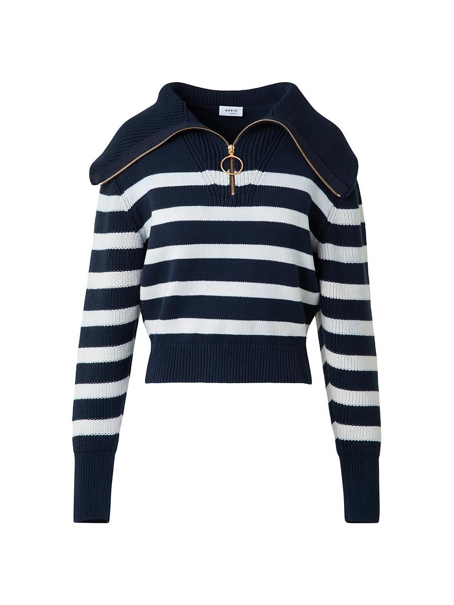 Womens Striped Cotton-Blend Sweater Product Image