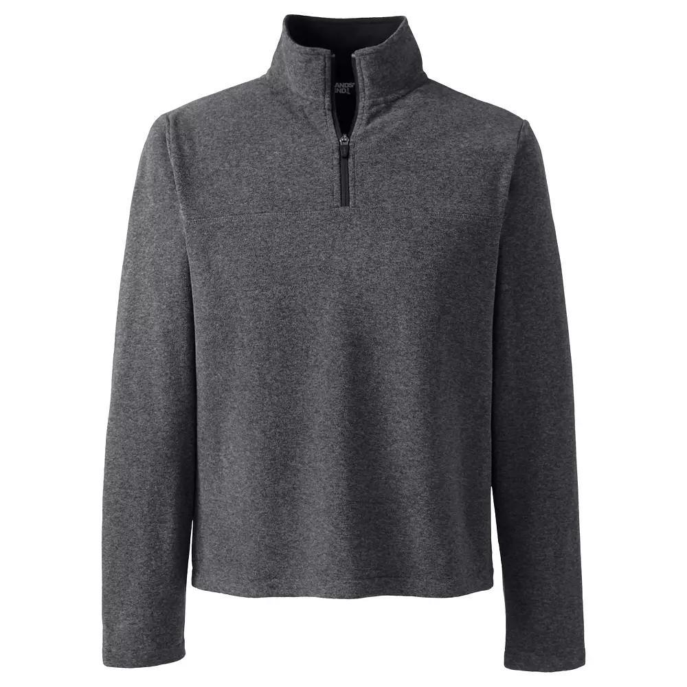 Big & Tall Lands End Fleece Quarter-Zip Pullover, Mens Dark Grey Heather Product Image