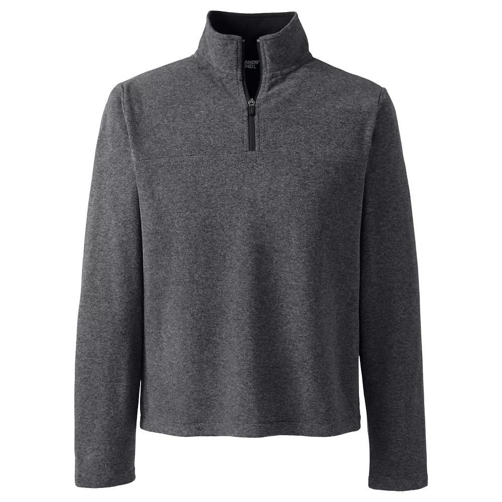 Big & Tall Lands End Fleece Quarter-Zip Pullover, Mens Dark Grey Heather Product Image