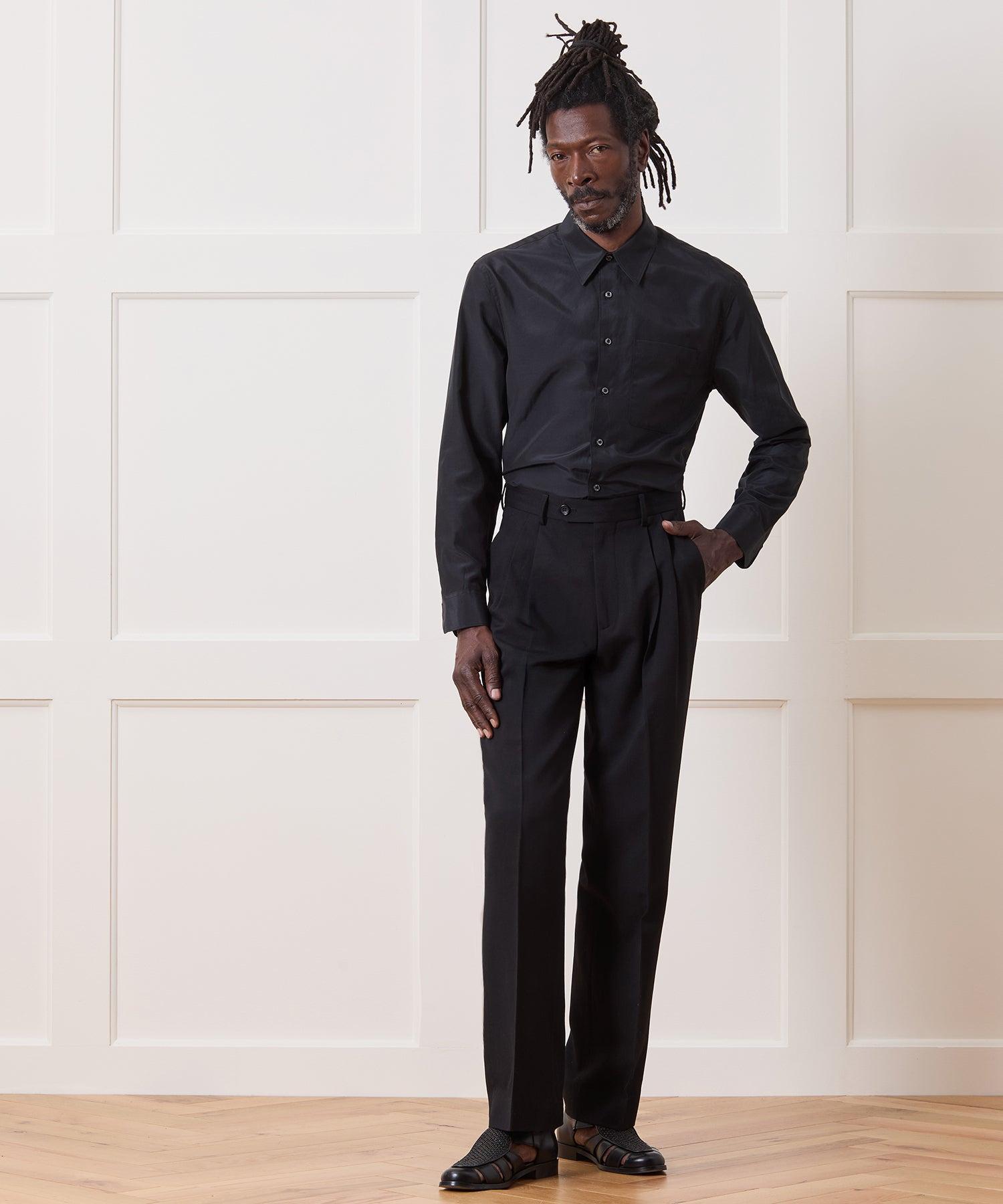 Relaxed Silk-Cotton Point Collar Shirt Product Image