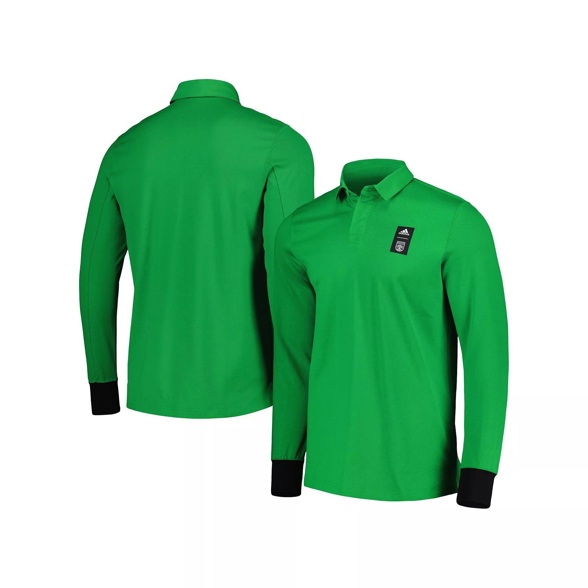 Mens adidas 2023 Player Green Austin FC Travel Long Sleeve Polo Product Image
