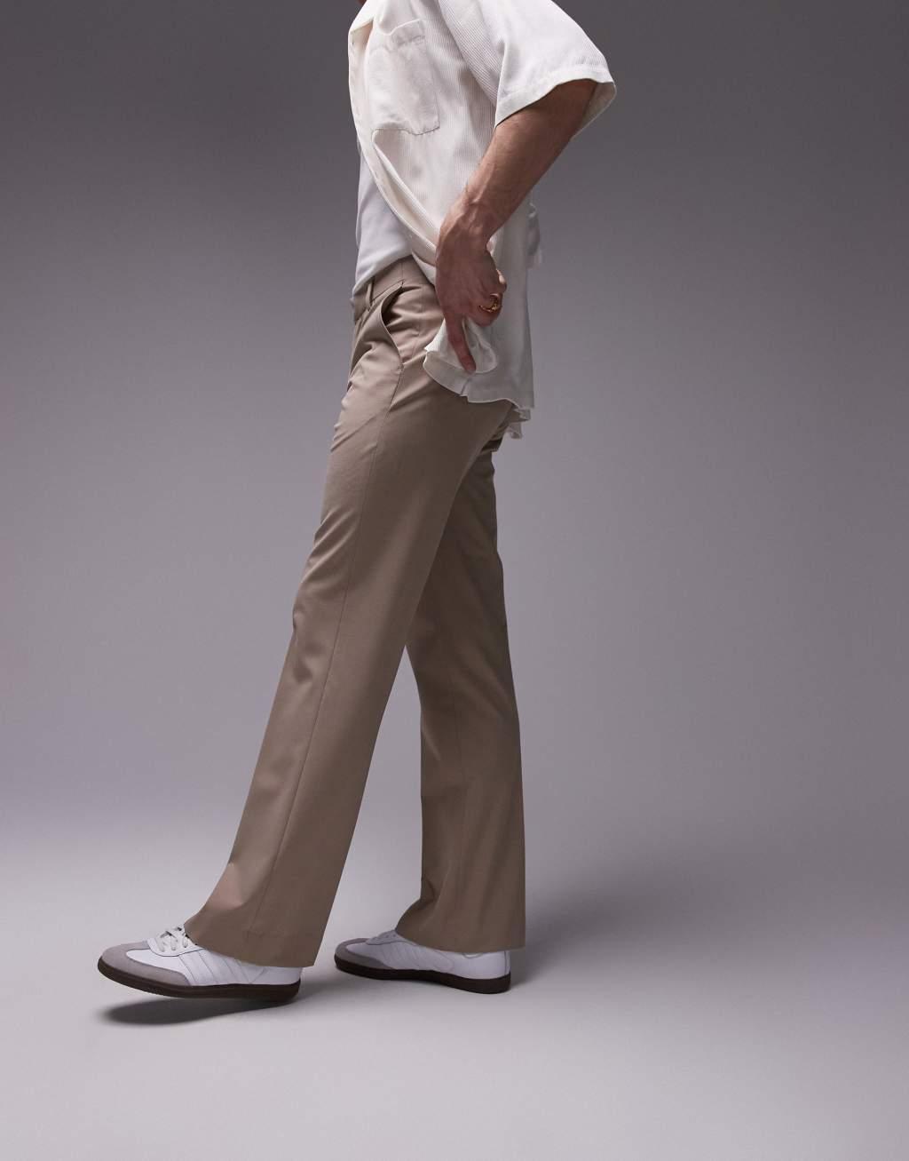 Topman flared pants in stone Product Image