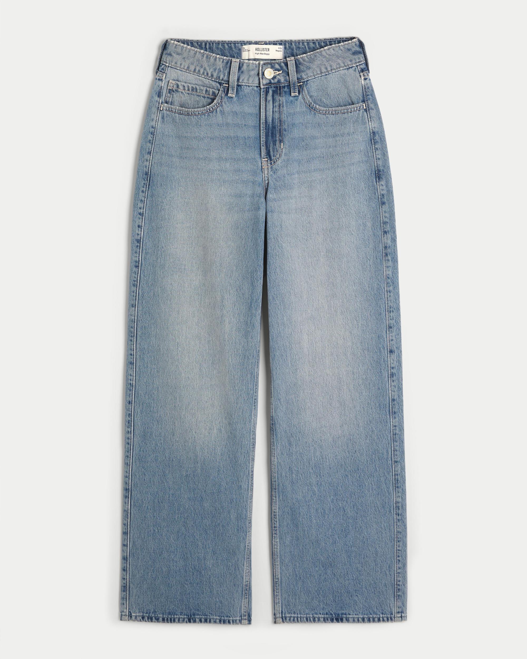 High-Rise Washed Black Baggy Jeans Product Image