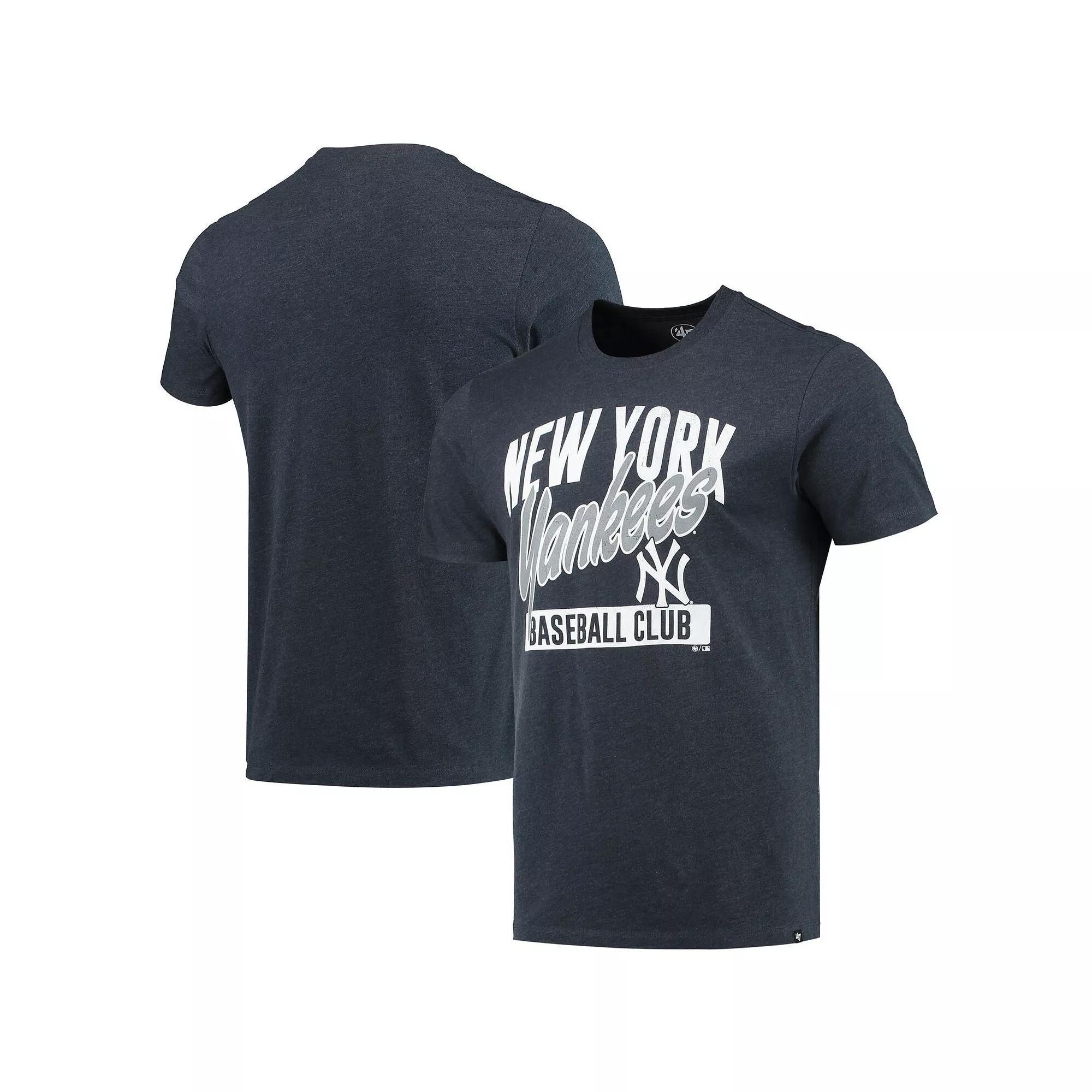 Men's '47 Heathered Navy New York Yankees Fanzone Club T-Shirt, Size: Small, Blue Product Image