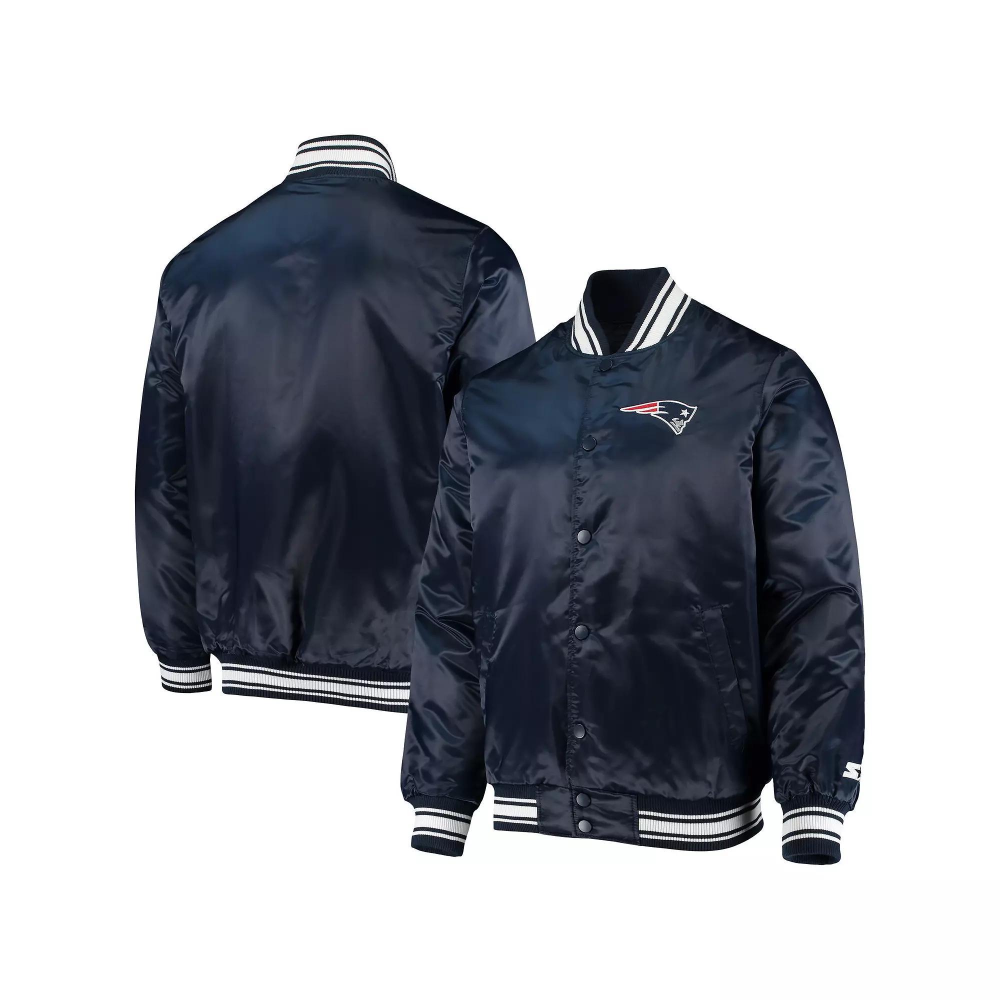 Men's Starter Navy New England Patriots Locker Room Satin Varsity Full-Snap Jacket, Size: XL, Blue Product Image