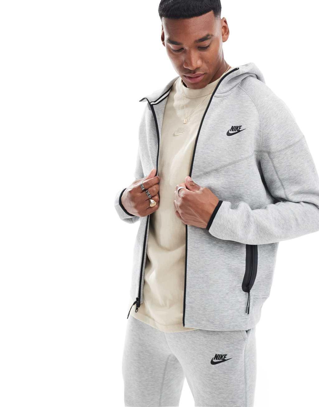 Nike Tech Fleece full zip hoodie in gray Product Image