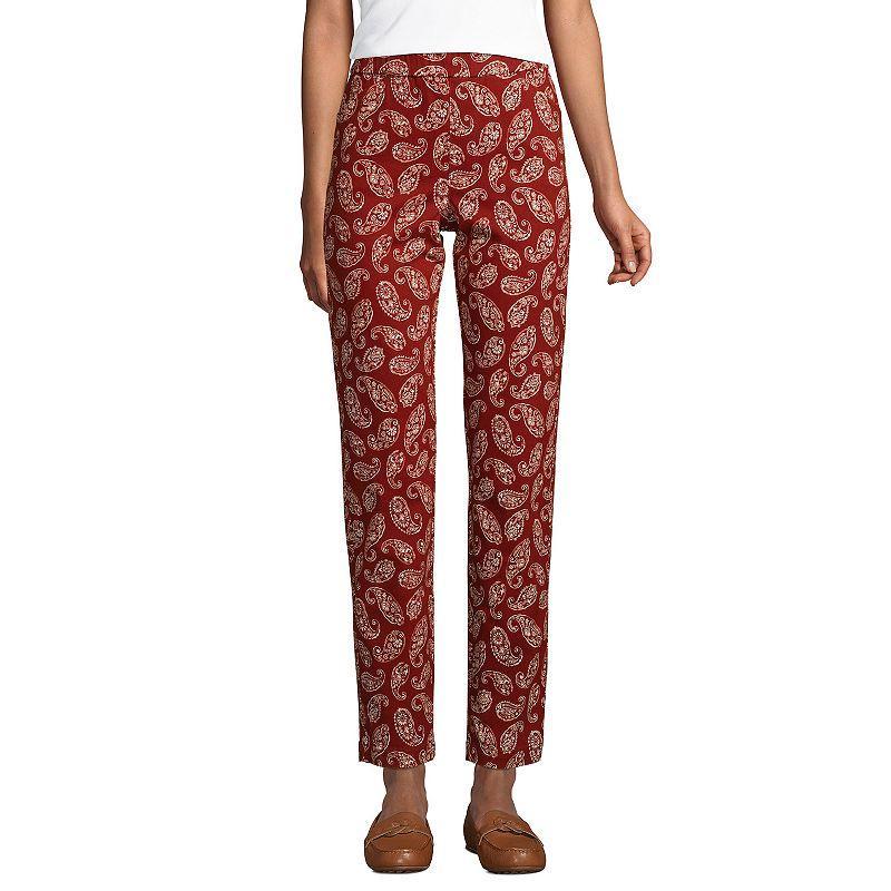 Women's Lands' End Pull-On Chino Ankle Pants, Size: 8, Red Ivory Paisley Product Image