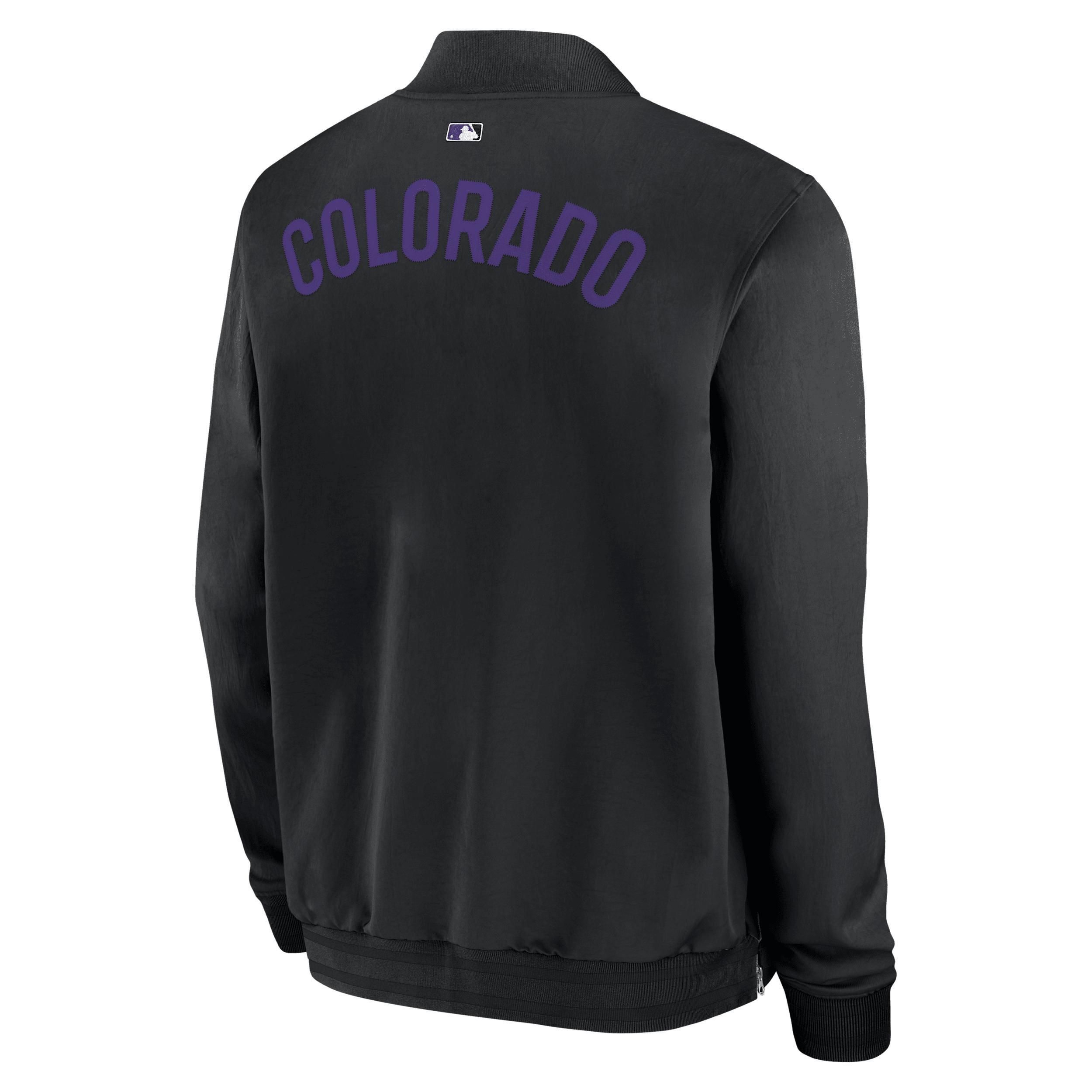 Colorado Rockies Authentic Collection Dugout Nike Men's MLB Full-Zip Bomber Jacket Product Image