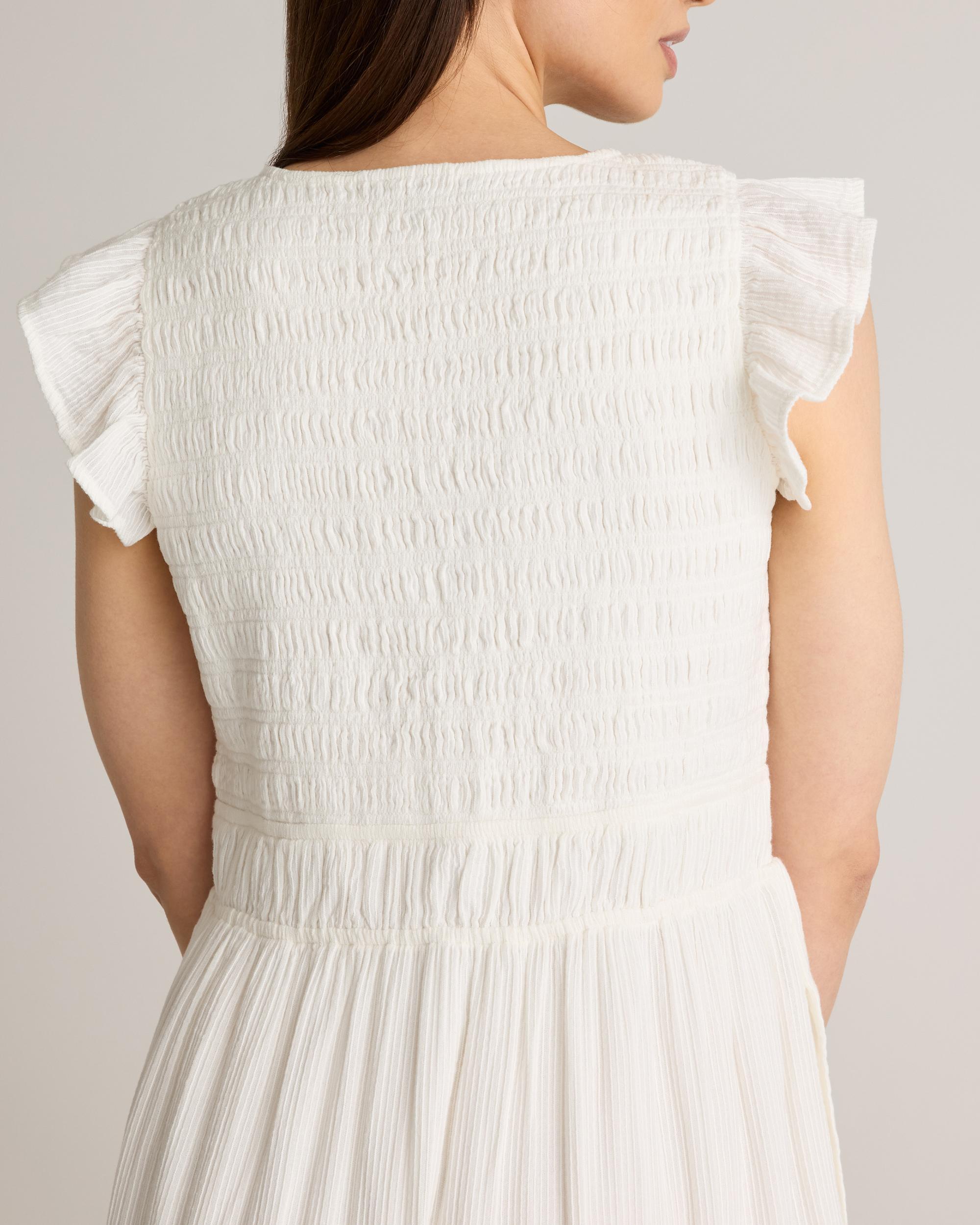 Quince | Women's Organic Textured Cotton Smocked V-Neck Midi Dress Size XL, Organic Cotton Product Image
