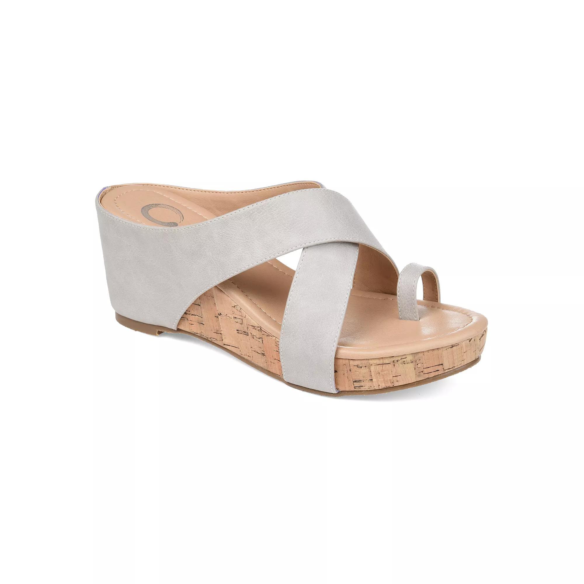 Journee Rayna Womens Wedge Sandals Blue Product Image