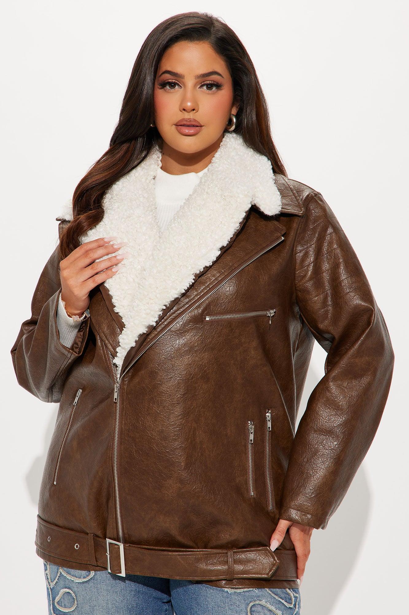 Bet On It Oversized Washed Moto Jacket - Brown Product Image