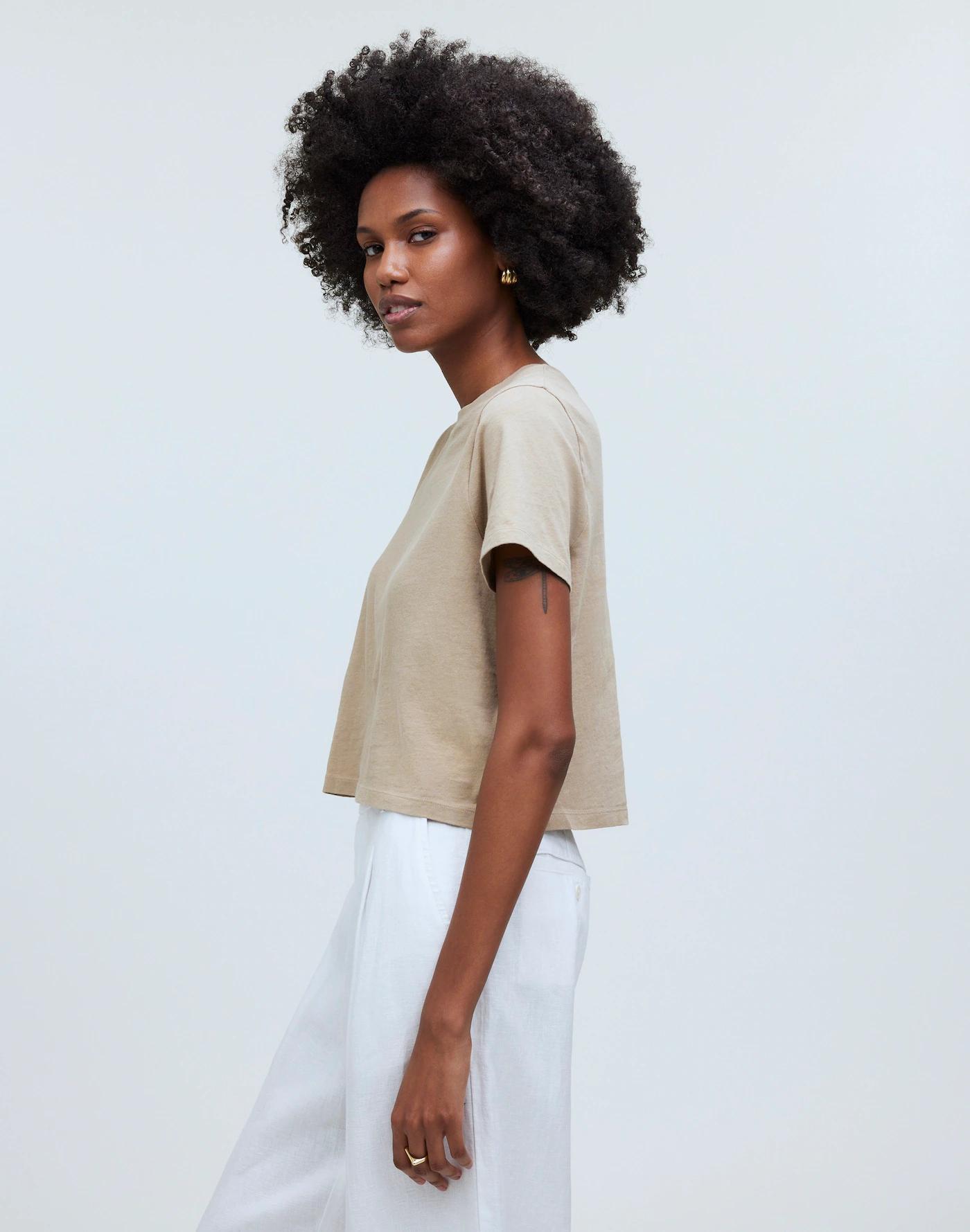 Softfade Cotton Boxy-Crop Tee Product Image