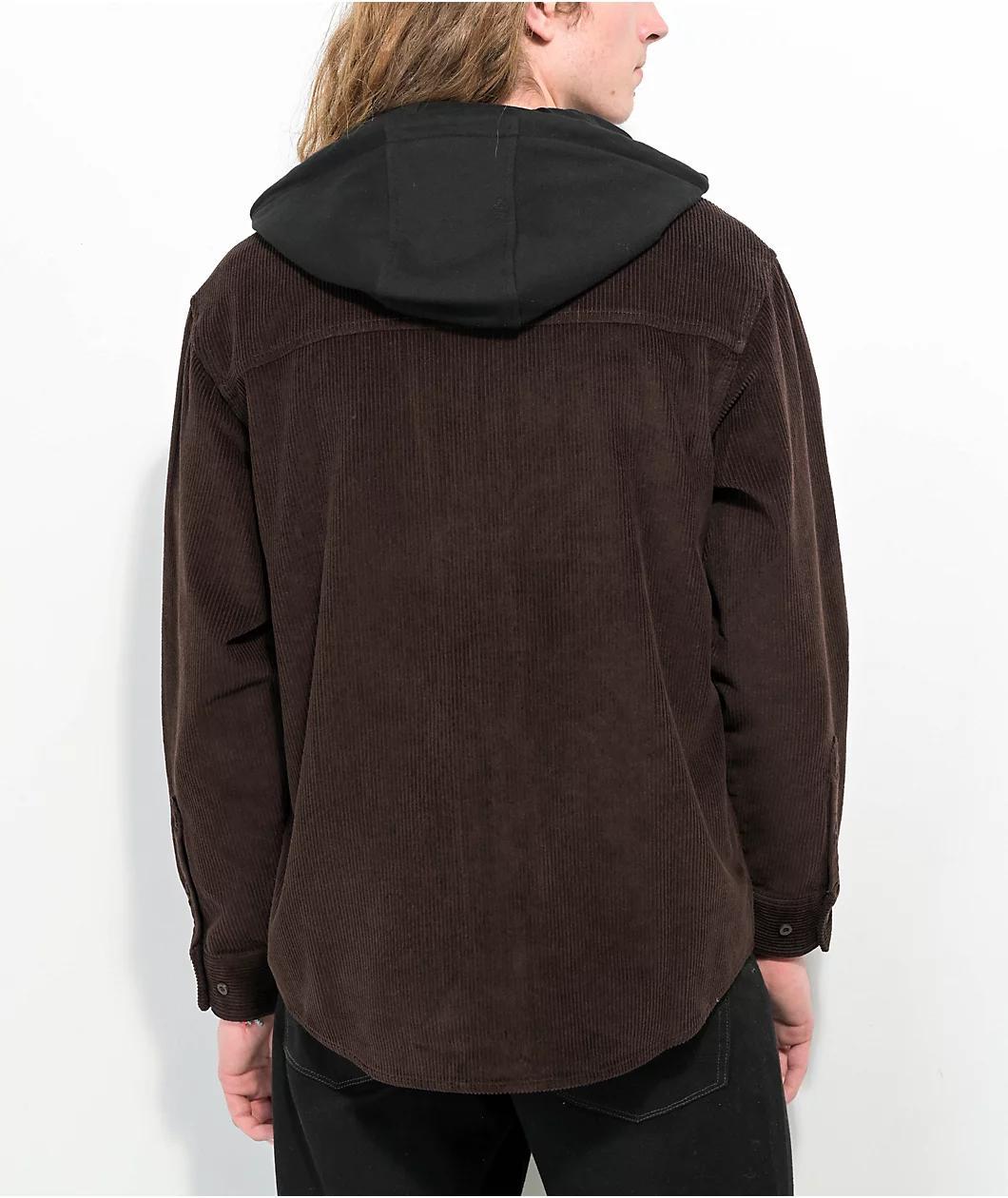 Empyre Lucky Brown Hooded Corduroy Shirt Product Image