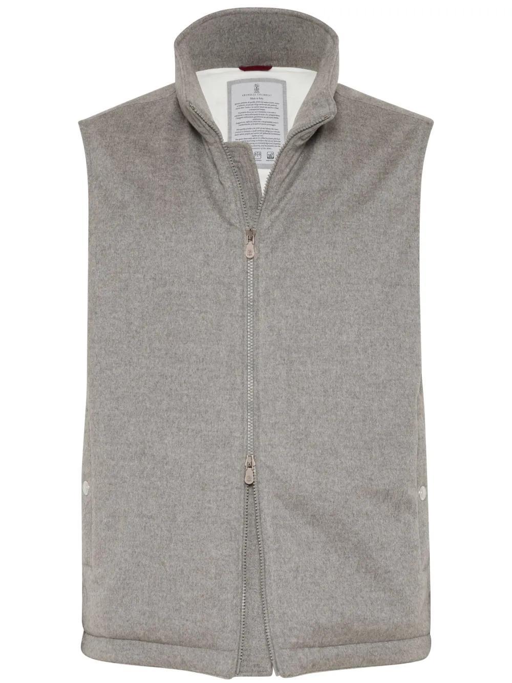 BRUNELLO CUCINELLI Cashmere Goose Down Gilet In Pearl Grey Product Image