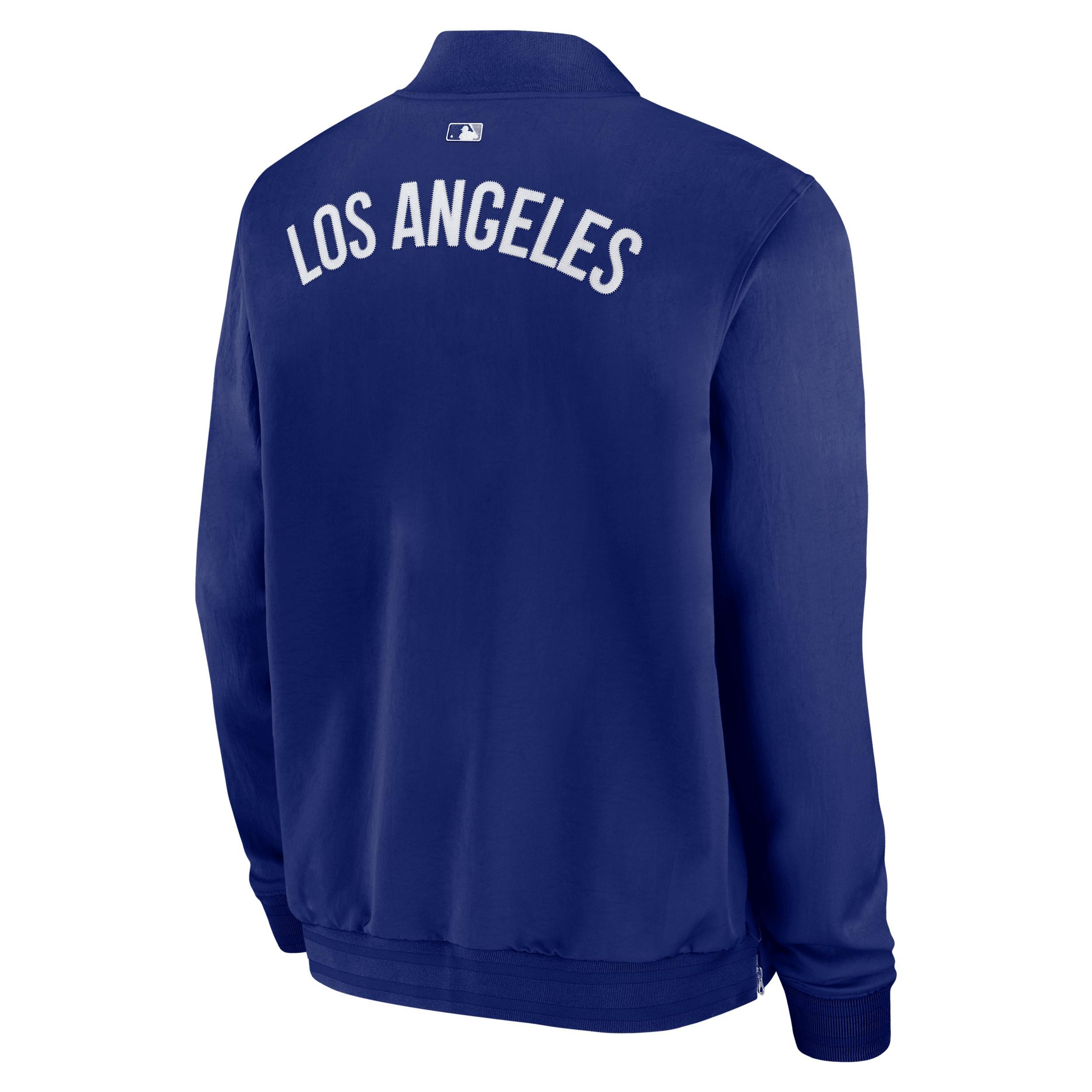 Los Angeles Dodgers Authentic Collection Dugout Nike Mens MLB Full-Zip Bomber Jacket Product Image