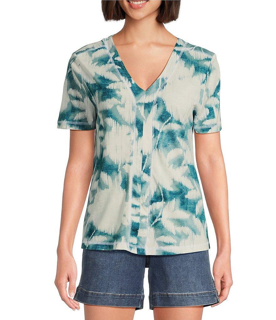 Westbound Enchanted Garden Print Short Sleeve V-Neck Top Product Image