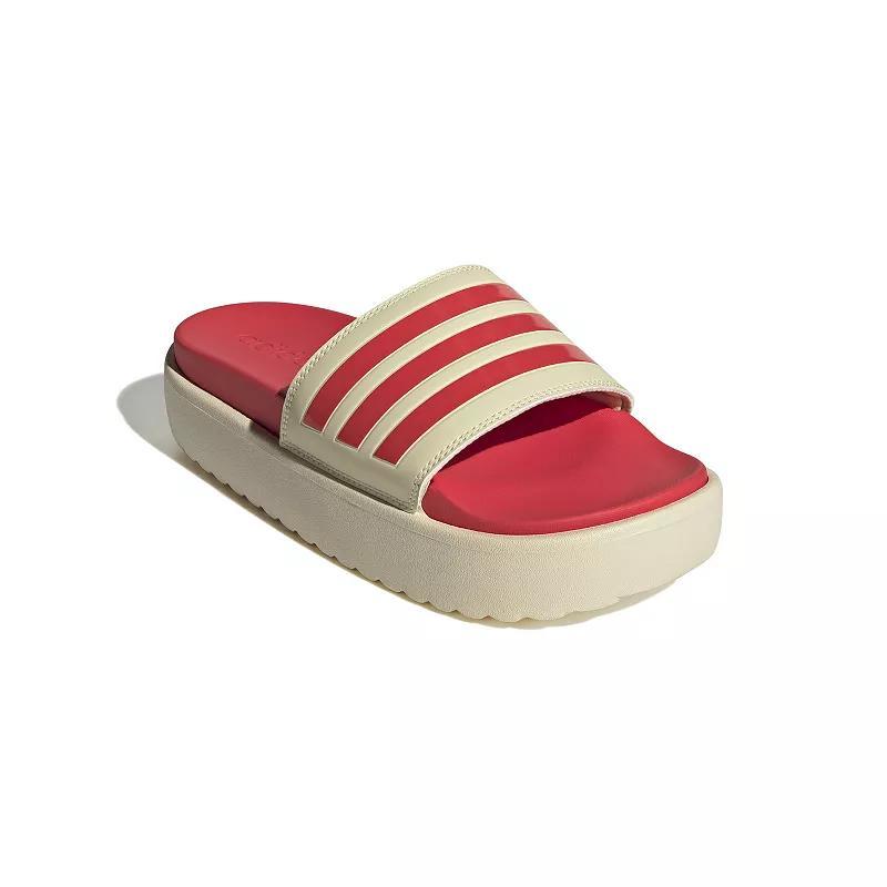 adidas adilette Women's Platform Swimming Slides, Size: 6, Warm White Product Image