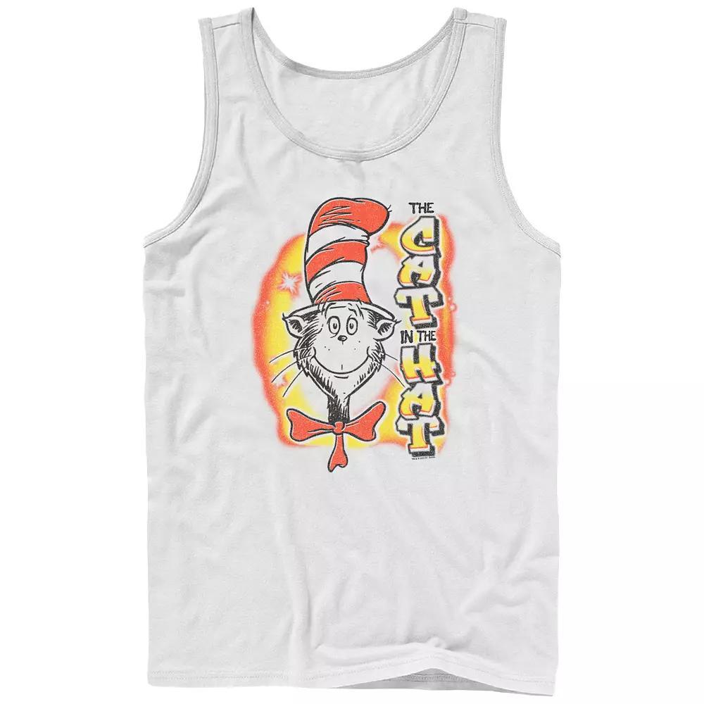 Men's Dr. Seuss The Cat In The Hat Airbrush Graphic Tank, Size: Large, White Product Image