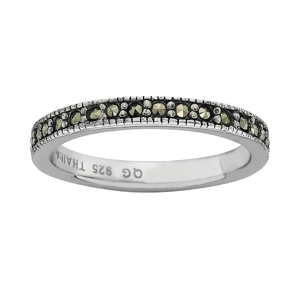 Stacks & Stones Sterling Silver Marcasite Stack Ring, Women's, Size: 9, Black Product Image