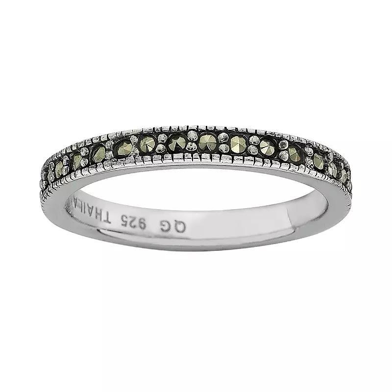 Stacks & Stones Sterling Silver Marcasite Stack Ring, Women's, Size: 9, Black Product Image