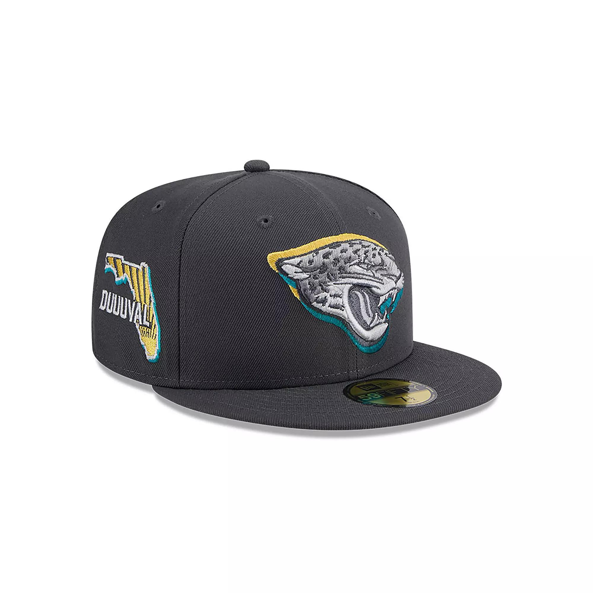 Men's New Era  Graphite Jacksonville Jaguars Official 2024 NFL Draft On Stage 59FIFTY Fitted Hat, Size: 7 1/8, Dark G Product Image