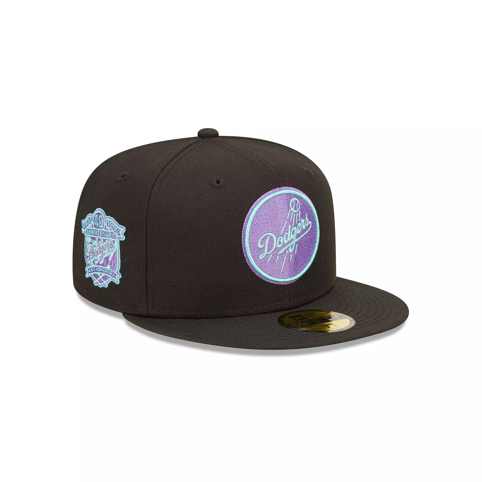 Men's New Era Black Los Angeles Dodgers 40th Anniversary Black Light 59FIFTY Fitted Hat, Size: 8 Product Image
