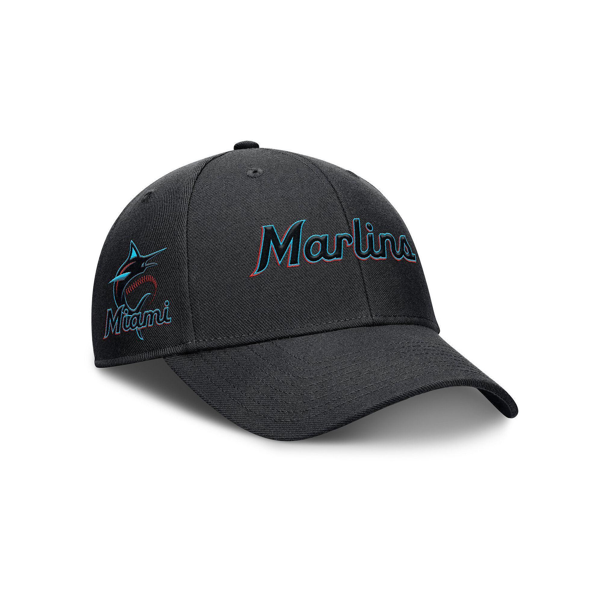 Men's Nike Black Miami Marlins Rise Gaberdine Adjustable Hat, Size: Medium/Large Product Image