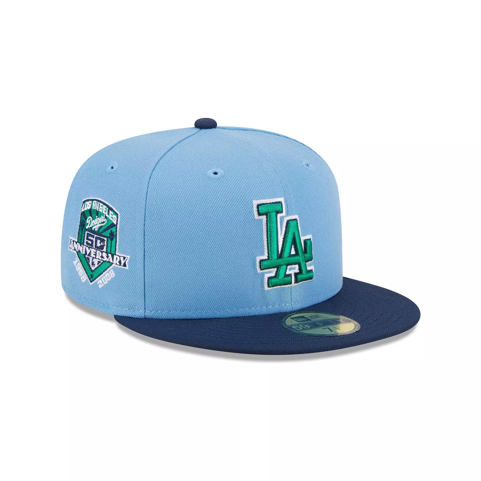 Men's New Era Light Blue/Navy Los Angeles Dodgers Green Undervisor 59FIFTY Fitted Hat, Size: 7 3/8 Product Image