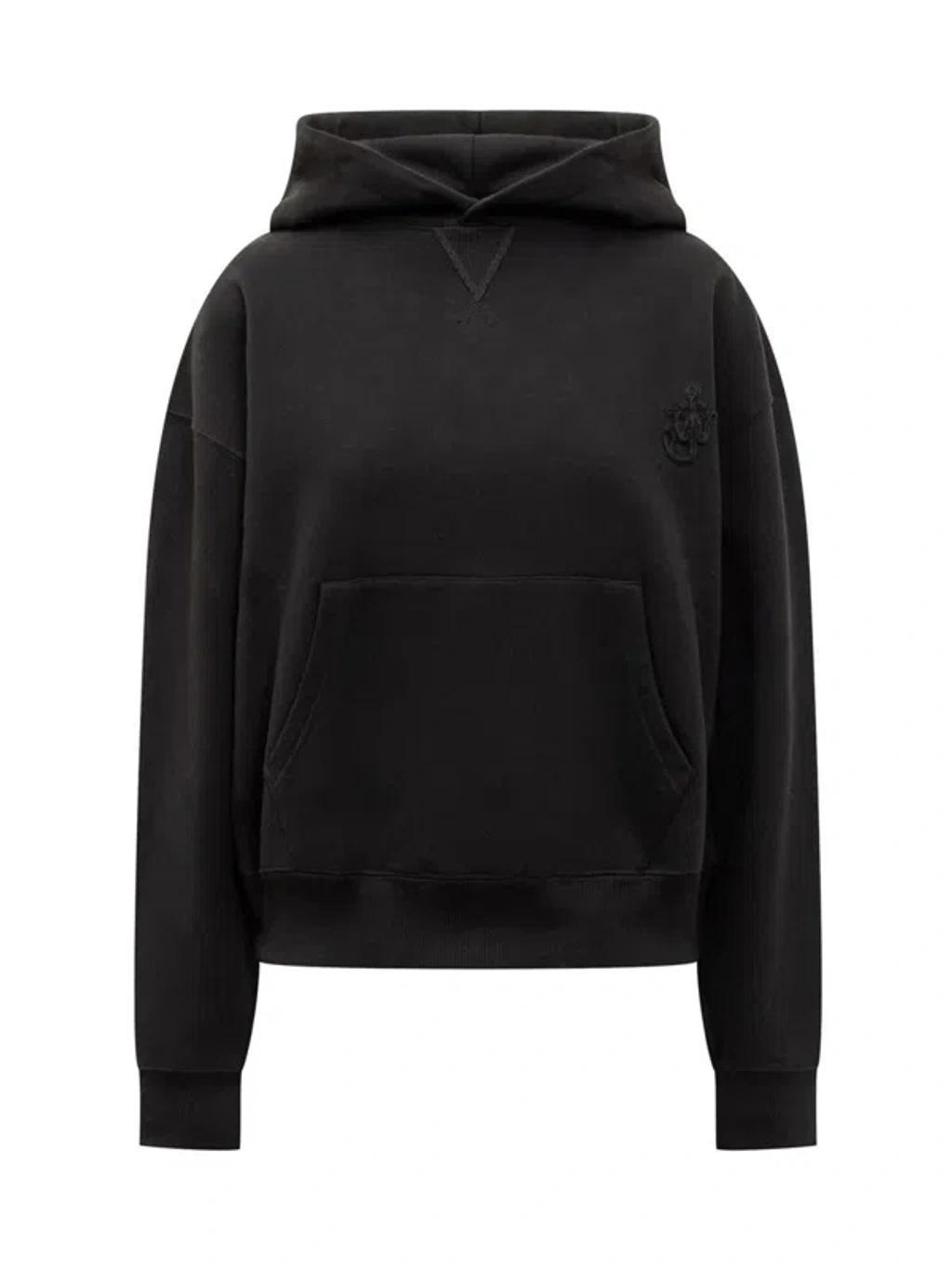 JW ANDERSON Cropped Logo Hoodie In Black Product Image
